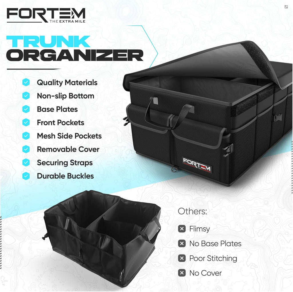 🚗 Heavy Duty Car Trunk Organizer – Foldable Multi-Compartment Storage Solution for SUV, Sedan & Truck
