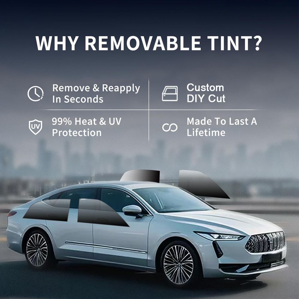 Universal Reduce Infrared Heat & Block UV by 99% Removable Window Tint Film for Cars - DIY Cut for Multiple Shapes 1