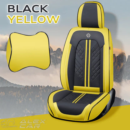 Zetas Car Seat Cushion Full Set Universal Waterproof Breathable Vehicle Leather Cover for Cars, SUV, Pick-up Truck
