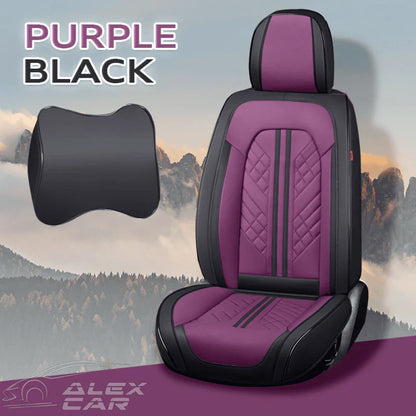 Zetas Car Seat Cushion Full Set Universal Waterproof Breathable Vehicle Leather Cover for Cars, SUV, Pick-up Truck